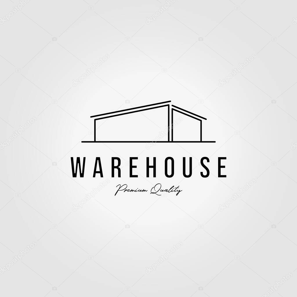 Warehouse Logo Line Art Design Vector Illustration