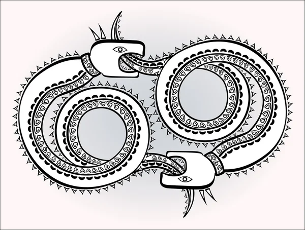 Modèle ethnique décoratif dans le style des populations indiennes et du nord de la Russie de serpents stylisés se poursuivent. Illustration vectorielle EPS10 . — Image vectorielle