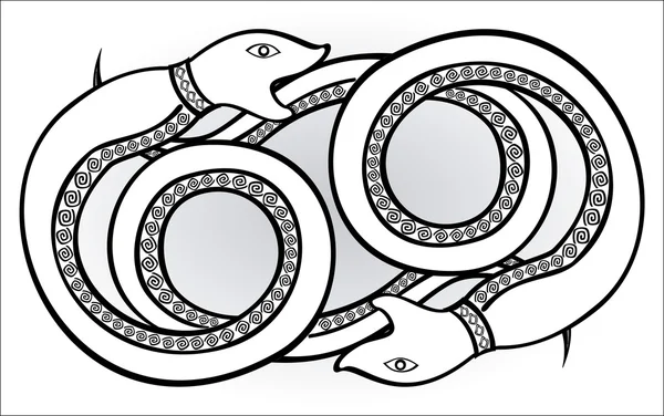 Hint ve Kuzey Rus nüfusu stilize yılan efsanesi tarzında dekoratif etnik desen birbirlerini kovalamak. Eps10 vektör çizim.
