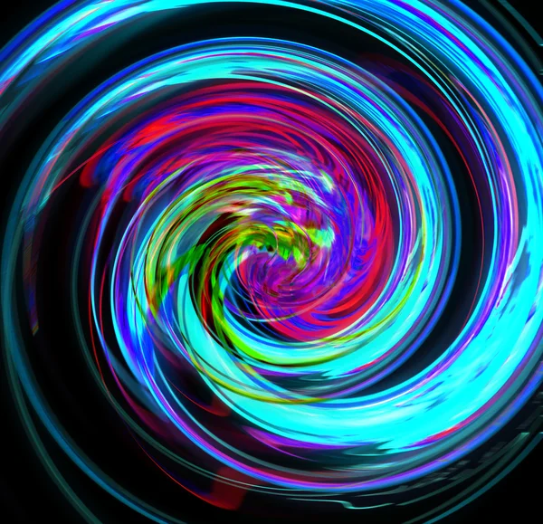 Abstractfu blue spiral with a complex filamentary structure on black background. Fractal art graphic. — Stock Photo, Image