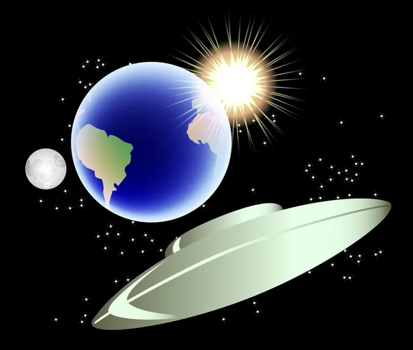 Абстрактний фон з землею, місяцем та сонцем. EPS10 Векторні ілюстрації — стоковий вектор