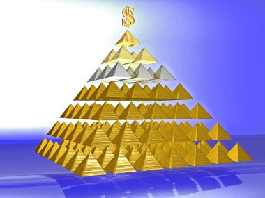 Alluring deceptive pyramid topped by a golden dollar clipart