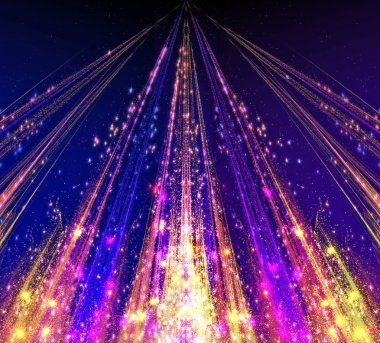 Işık Karanlıkta parlamayı kıvılcım ve yıldız ile soyut lazer ışınları blazed. fraktal soyutlama-tabanlı grafik