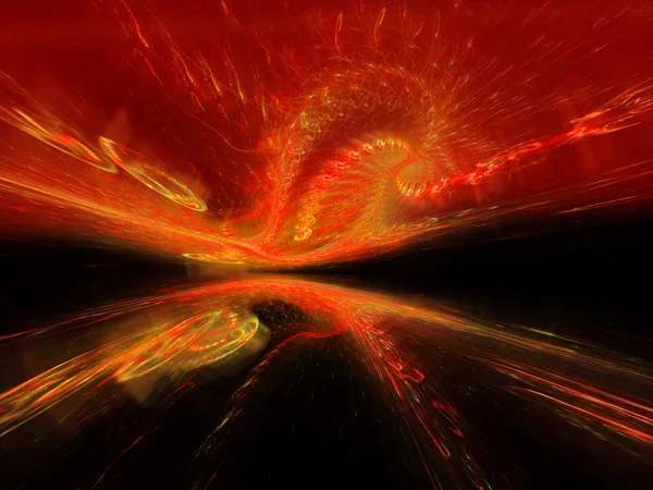 Fiery flying glowing abstraction as a winding dragon — Stock Photo, Image