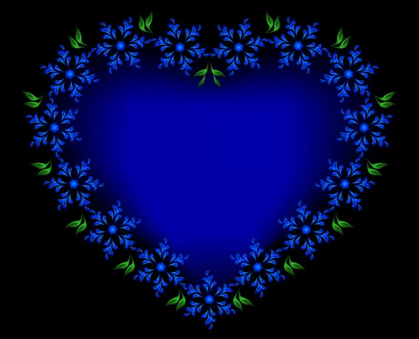 Cuore blu di fiori per San Valentino. Illustrazione vettoriale EPS10 — Vettoriale Stock