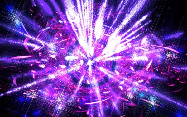 Shining big fantastic radial blast purple tint.Fractal art graphics — 图库照片