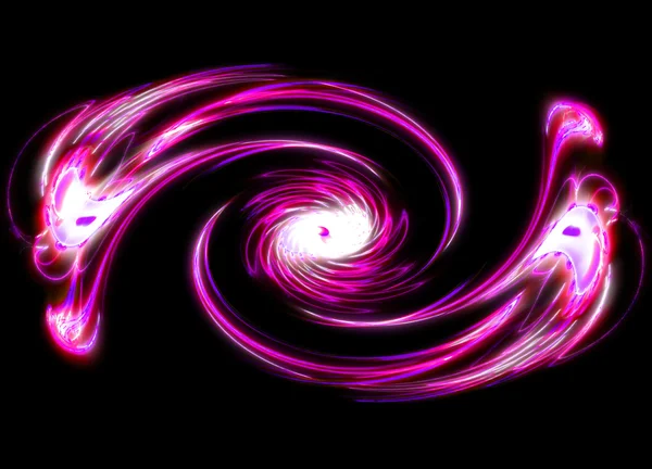 Gizemli mor çiçek swirls karanlık uzayda soyut. Fractal sanat grafik — Stok fotoğraf