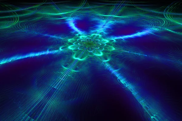 Rezumat fantastică floare de gheață în spațiul întunecat. Grafica artei fractale — Fotografie, imagine de stoc