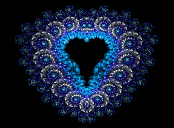Corazón azul simbólico en forma de corazón de diamante que simboliza el amor. Gráficos de arte fractal — Foto de Stock