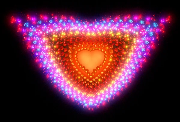 Symbolic diamond heart-shaped red heart that symbolizes love. Fractal art graphics — Stock Photo, Image