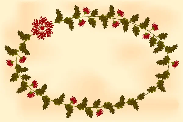 Frame with flowers in the shape of an ellipse on old paper — Stock Vector