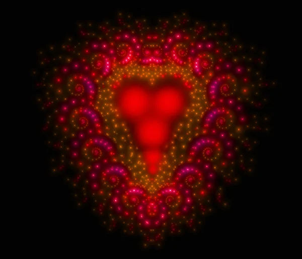 Symbolischer Diamant herzförmiges rotes Herz, das Liebe symbolisiert. Fraktale Kunstgrafik — Stockfoto