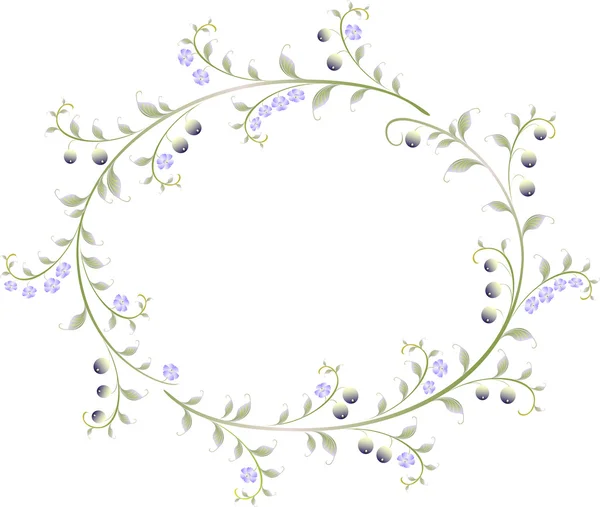 Πλαίσιο με τη μορφή μιας έλλειψης μούρα και λουλούδια. Εικονογράφηση φορέας Eps10 — Διανυσματικό Αρχείο