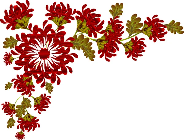 Fronteira de flores vermelhas e folhas. Ilustração do vector EPS10 — Vetor de Stock