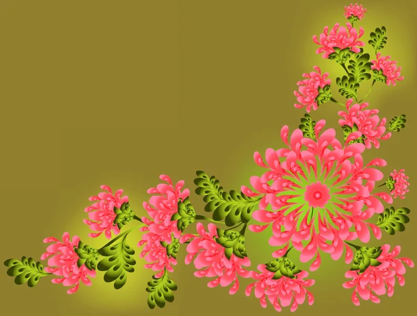 ピンクの花と葉のパターン。Eps10 ベクトル図 — ストックベクタ