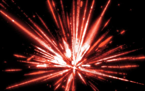 Świecące fantastyczne promieniowe wybuchu czerwony odcień. Fraktal grafika sztuka — Zdjęcie stockowe