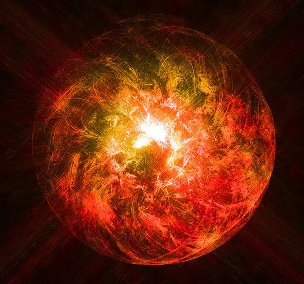 Magische rode gloeiende bol van licht met de stralen van de sterren — Stockfoto