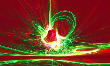 gizemli yabancı formu manyetik alanlar gizemli gece gökyüzünde. Fractal sanat grafik