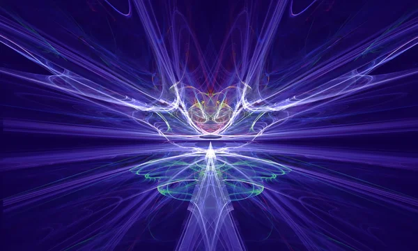 Gizemli yabancı formu manyetik alanlar mavi gökyüzünde. Fractal sanat grafik