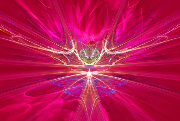 Mysterious alien form magnetic fields in the red sky. Fractal art graphics — Stock Photo, Image