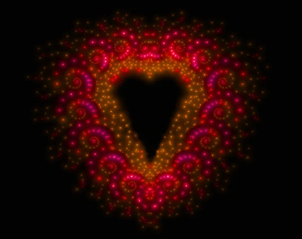 Corazón rojo simbólico en forma de corazón de diamante que simboliza el amor. Gráficos de arte fractal — Foto de Stock