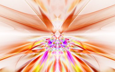 Öfkeli bir hareketle simetrik ufuk ötesine gitmek harika bir kırmızı çizgi parlayan. Fractal sanat grafik