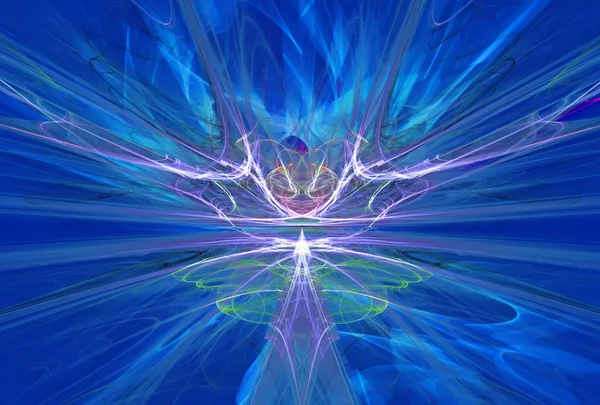 Mysterious alien form magnetic fields in the blue sky. Fractal art graphics — Stock Photo, Image