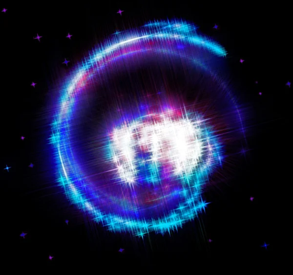 分形螺旋编织从薄喷气机、 星星和光泽 — 图库照片