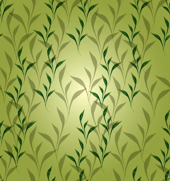 Бесшовный фон с зелеными листьями. Векторная иллюстрация EPS — стоковый вектор