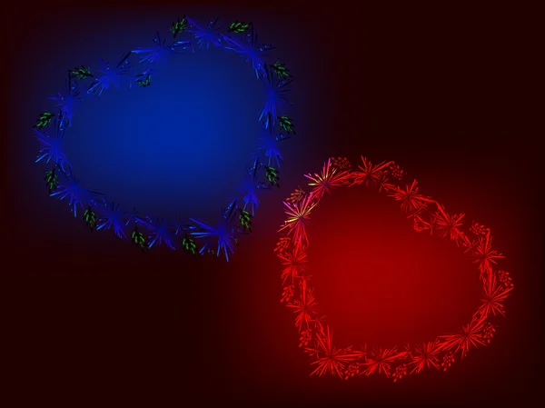 Corações azuis e vermelhos numa base escura. Ilustração do vector EPS10 — Vetor de Stock