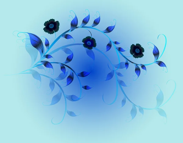 Wavy pattern of beautiful blue flowers on a blue base. EPS10 vector illustration — Stock Vector