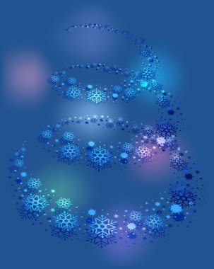 Blizzard swirls bir sarmal içinde kar taneleri ve şenlikli ışıklar. eps10 vektör çizim