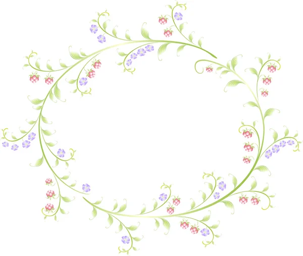 Frame in the shape of an round of berries and flowers. EPS10 vector illustration — Stock Vector