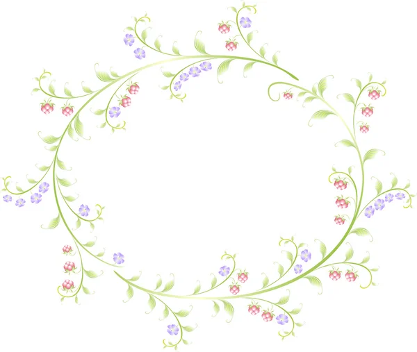 Rama w kształcie okrągłe owoce i kwiaty. Ilustracja wektorowa eps10 — Wektor stockowy