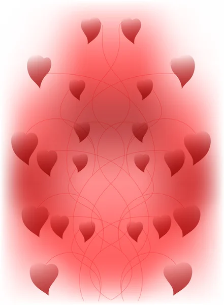 Fondo abstracto con corazones rojos conectados. Ilustración vectorial EPS10 — Vector de stock