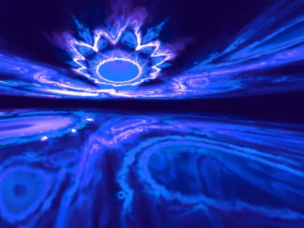 Bir fantastik ufuk uzaylı mavi dünya parlayan. Fractal sanat grafik