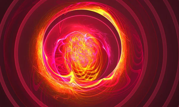 Another supernova near foreground as the storming of the red ball of fire abstraction based on fractal graphics — Stock Photo, Image