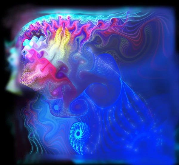 soyut olarak fantastik fraktal sprey ve sprey anımsatan mavi okyanus denizanası