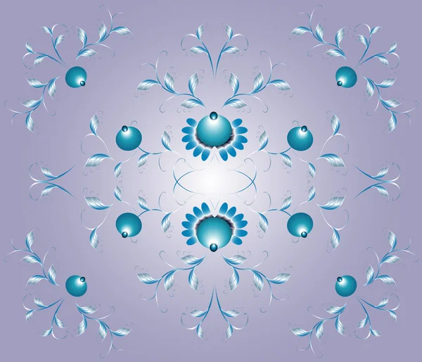 Padrão de belas flores azuis em uma base azul. Ilustração do vector EPS10 — Vetor de Stock