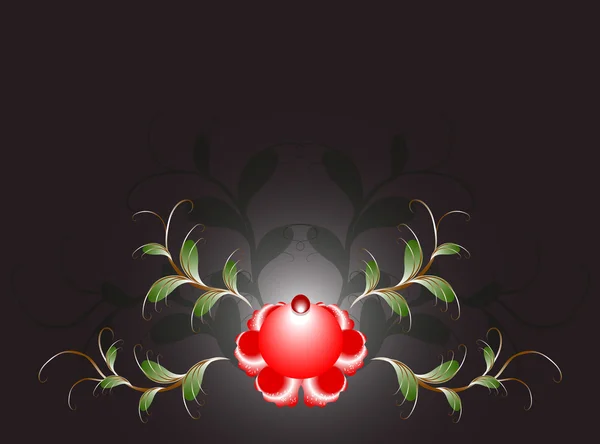 ブラック ベースに綺麗な赤い花のパターン。Eps10 ベクトル図 — ストックベクタ