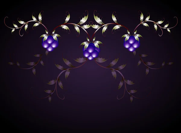 紫ベースのブラックベリーのパターン。eps10 ベクトル図 — ストックベクタ