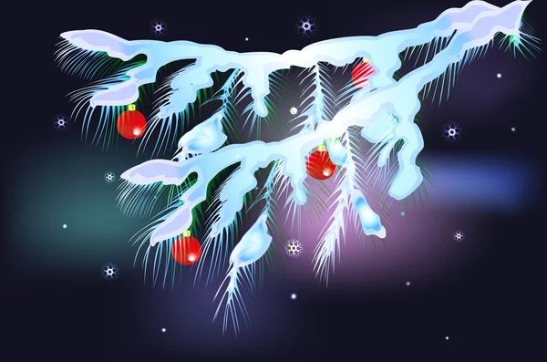 Ramos de abeto nevado com bolas vermelhas. Ilustração do vector EPS10 —  Vetores de Stock