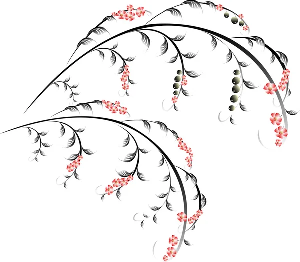 Berry ve kırmızı çiçek dalları şeklinde desen. Eps10 vektör çizim — Stok Vektör
