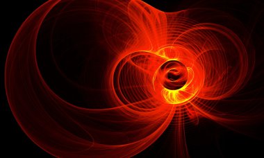 Yuvarlak soyut resim, kırmızı dalgalar ve plazma. Fractal sanat grafik