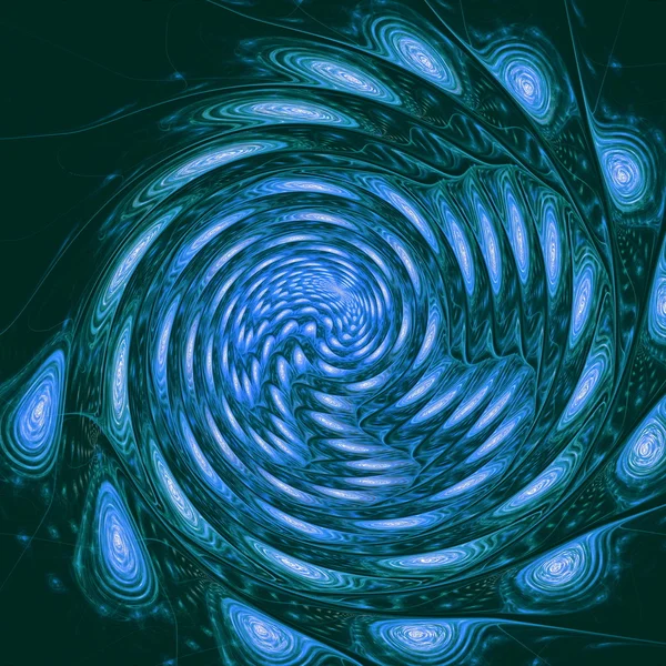 Fantasia a spirale blu nello spazio, sfondo astratto generato dal computer. Grafico d'arte frattale — Foto Stock