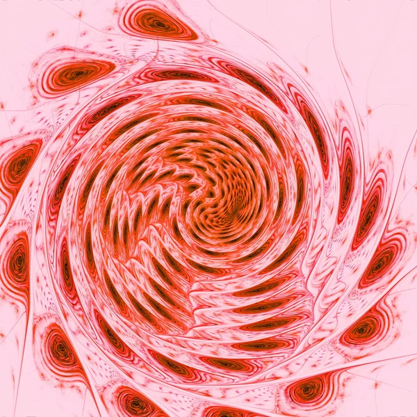 Fantasia a spirale rossa nello spazio, sfondo astratto generato dal computer. Grafico d'arte frattale . — Foto Stock