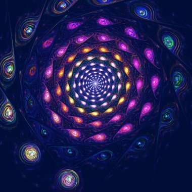 Renkli sarmal fantastik uzayda, bilgisayar arka plan oluşturulur. Fractal sanat grafik