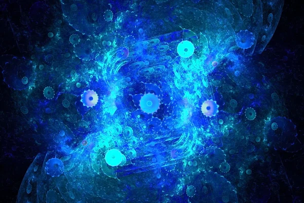 Abstracte blauwe achtergrond met sterren in schitterende kleuren en lijn. Fractal Kunst afbeelding — Stockfoto