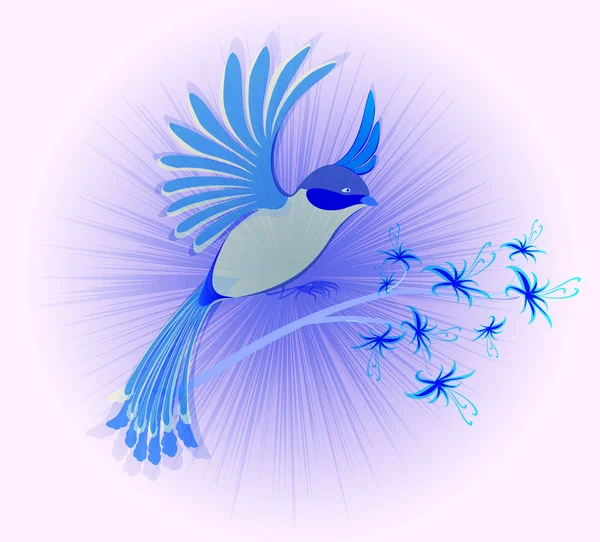 Paradiesvogel mit Blumen. eps10 Vektorabbildung — Stockvektor