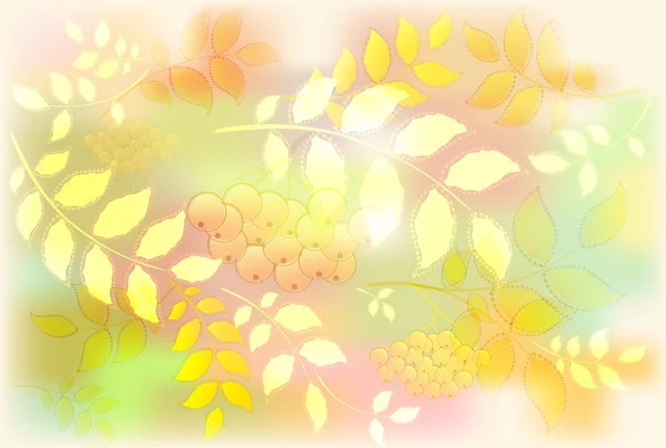 葉やナナカマドから背景。秋の葉が落ちる。Eps10 ベクトル図 — ストックベクタ